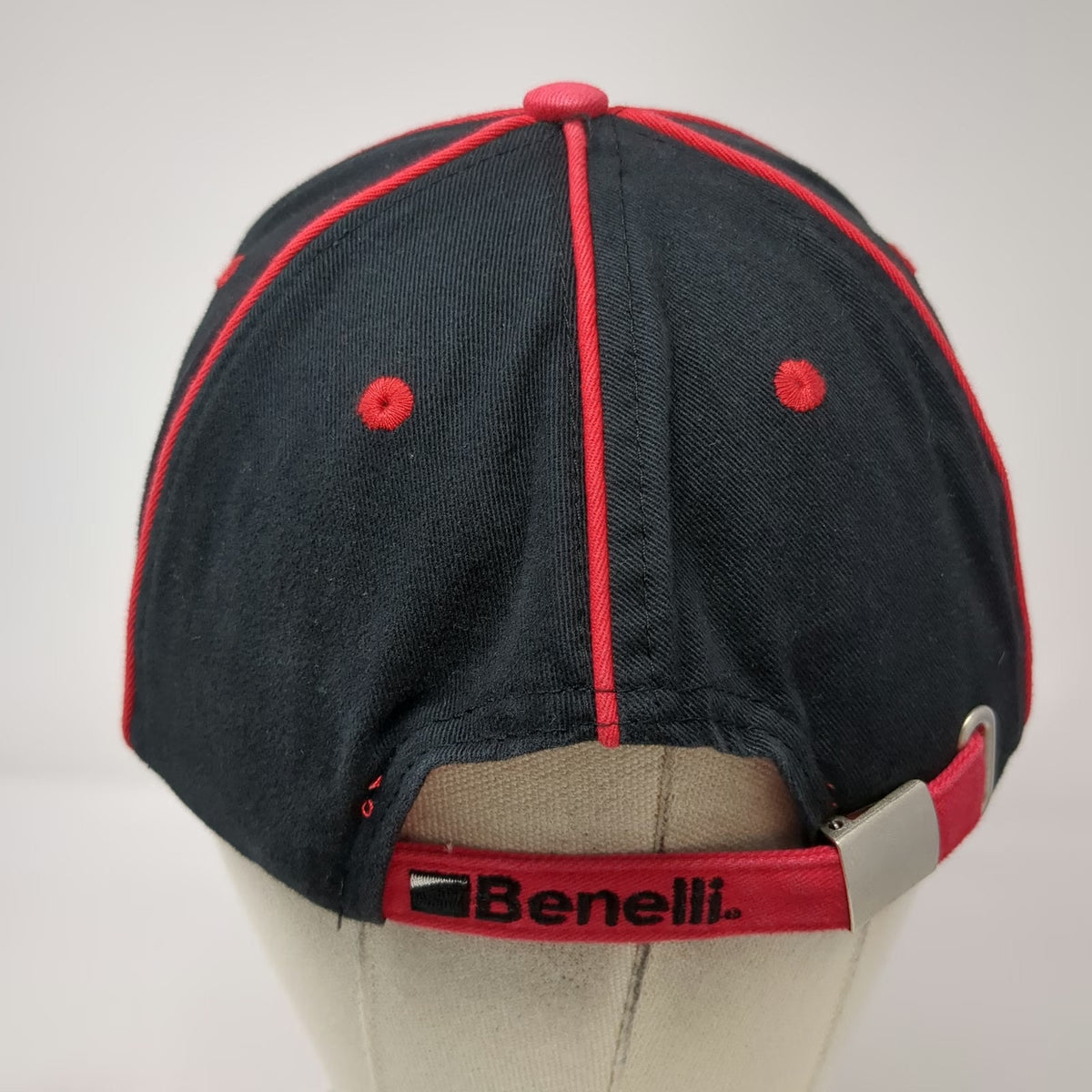 Benelli Baseball Cap Black Red One Size Contrast Piping Embroidered Cotton Hat