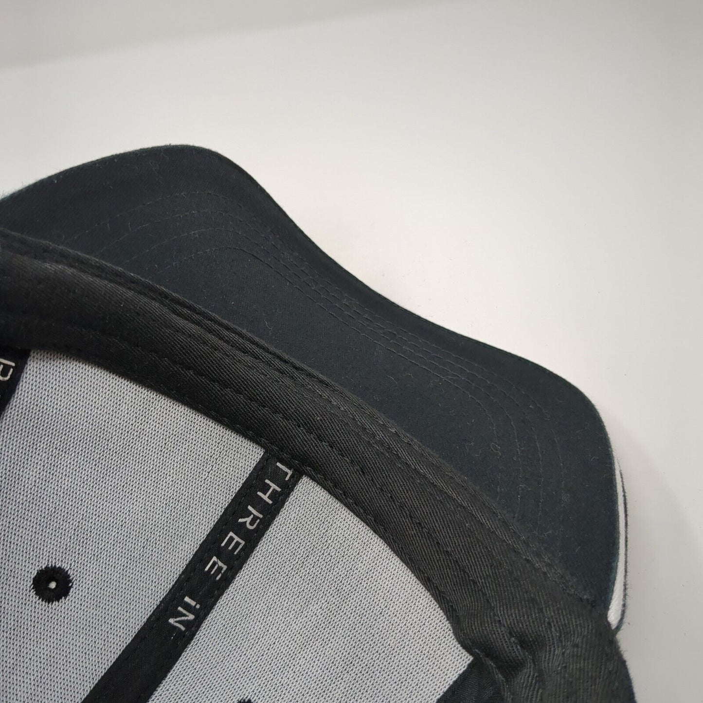 Three In Slideback Hat Black One Size Adjustable 6 Panel Vent Holes