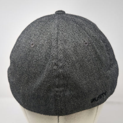 Rusty Baseball Cap Gray One Size Flexfit Embroidered Logo Surf Skate Wear Hat