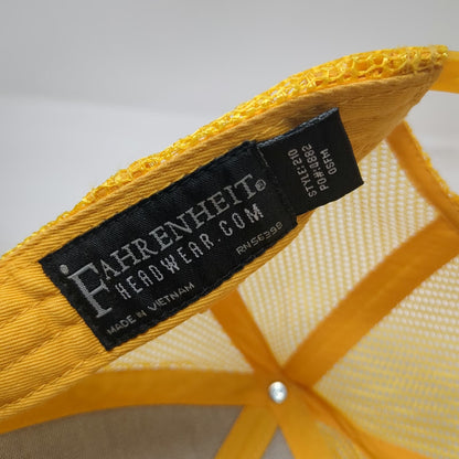 Fahrenheit Headwear Trucker Hat Gray Yellow One Size Rays for Rare Snapback Mesh