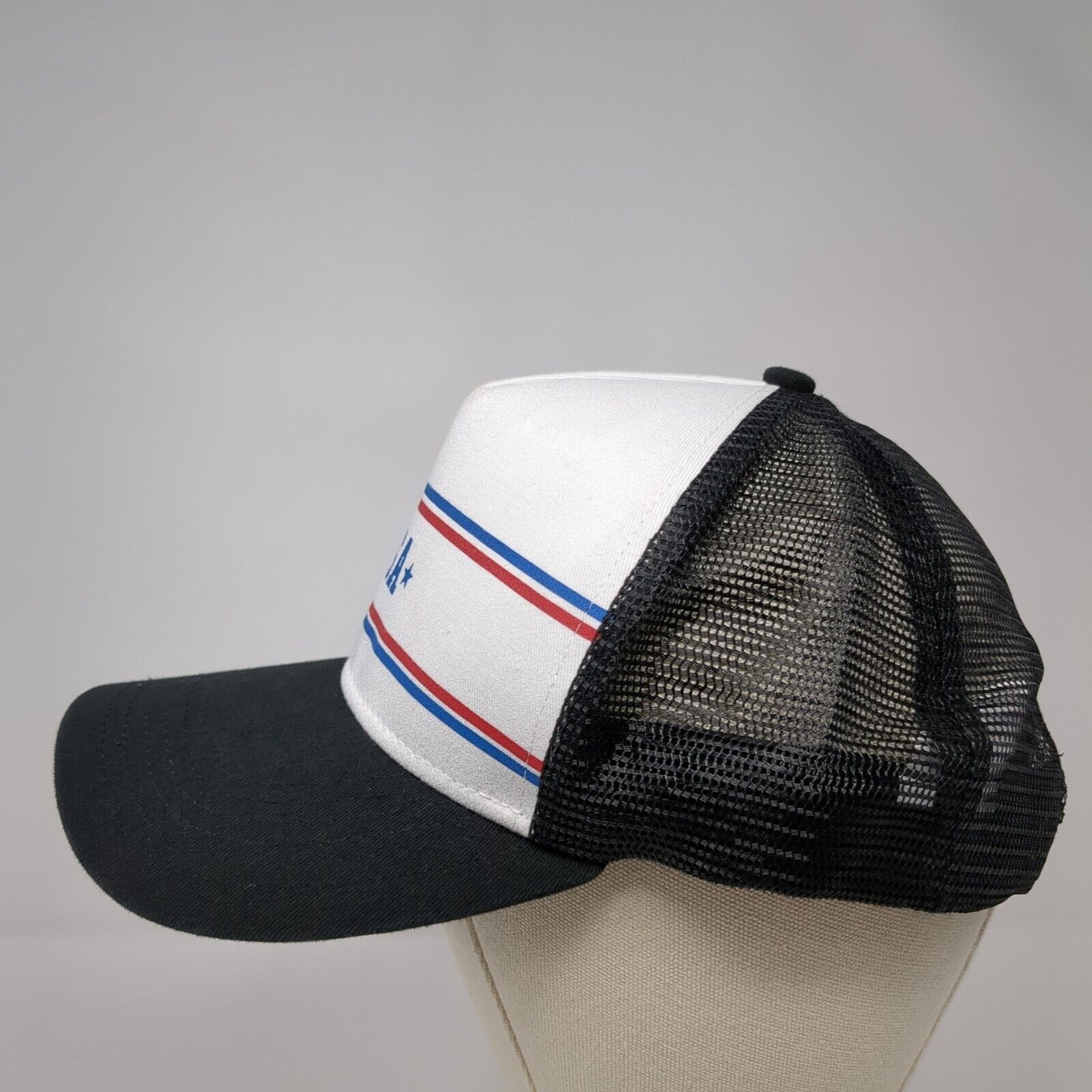 USA Snapback Mesh Back Trucker Hat Black One Size Adjustable Colorblock