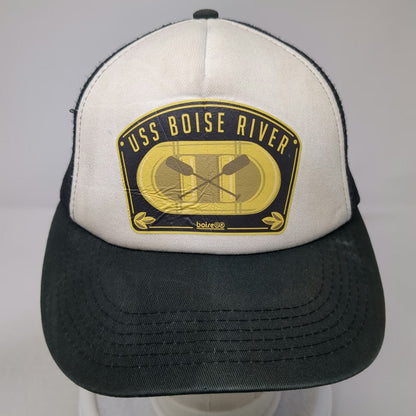 Black Trucker Hat One Size USS Boise River White Mesh Back Snapback Oars Graphic