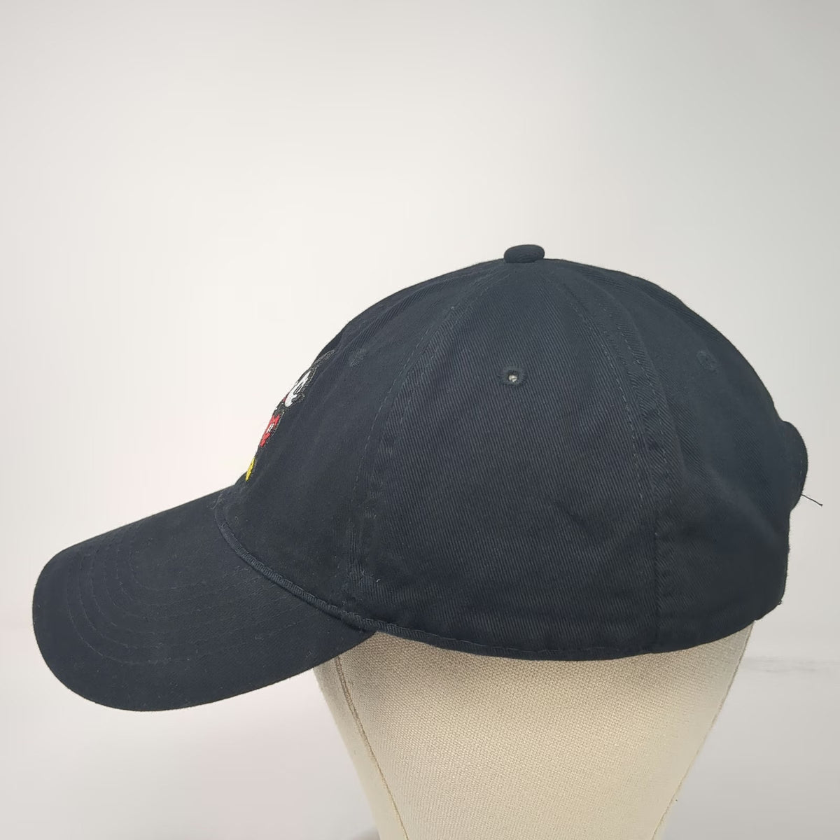 Disney Mickey Mouse Baseball Cap Black One Size Cotton Embroidered Slideback Hat