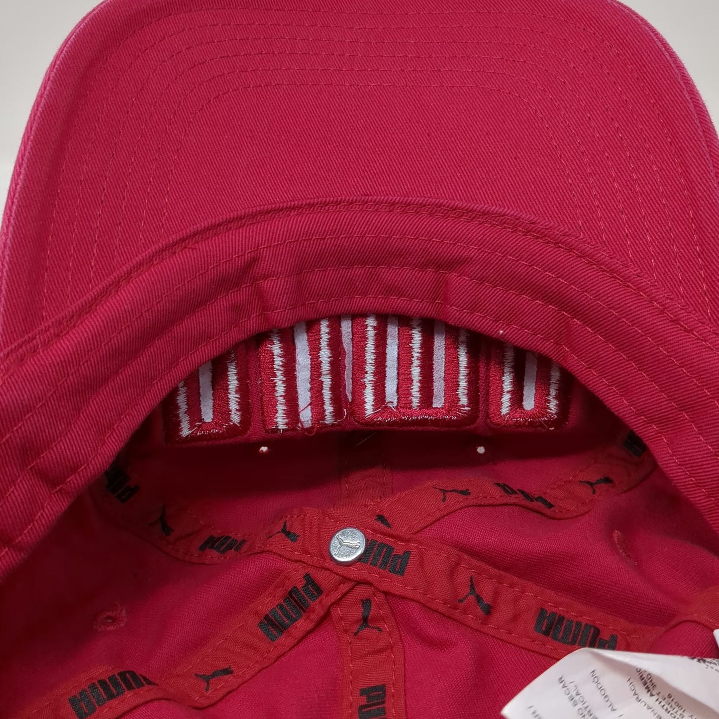 Puma Baseball Cap Red One Size Raised Embroidery Slideback Logo Hat Cotton