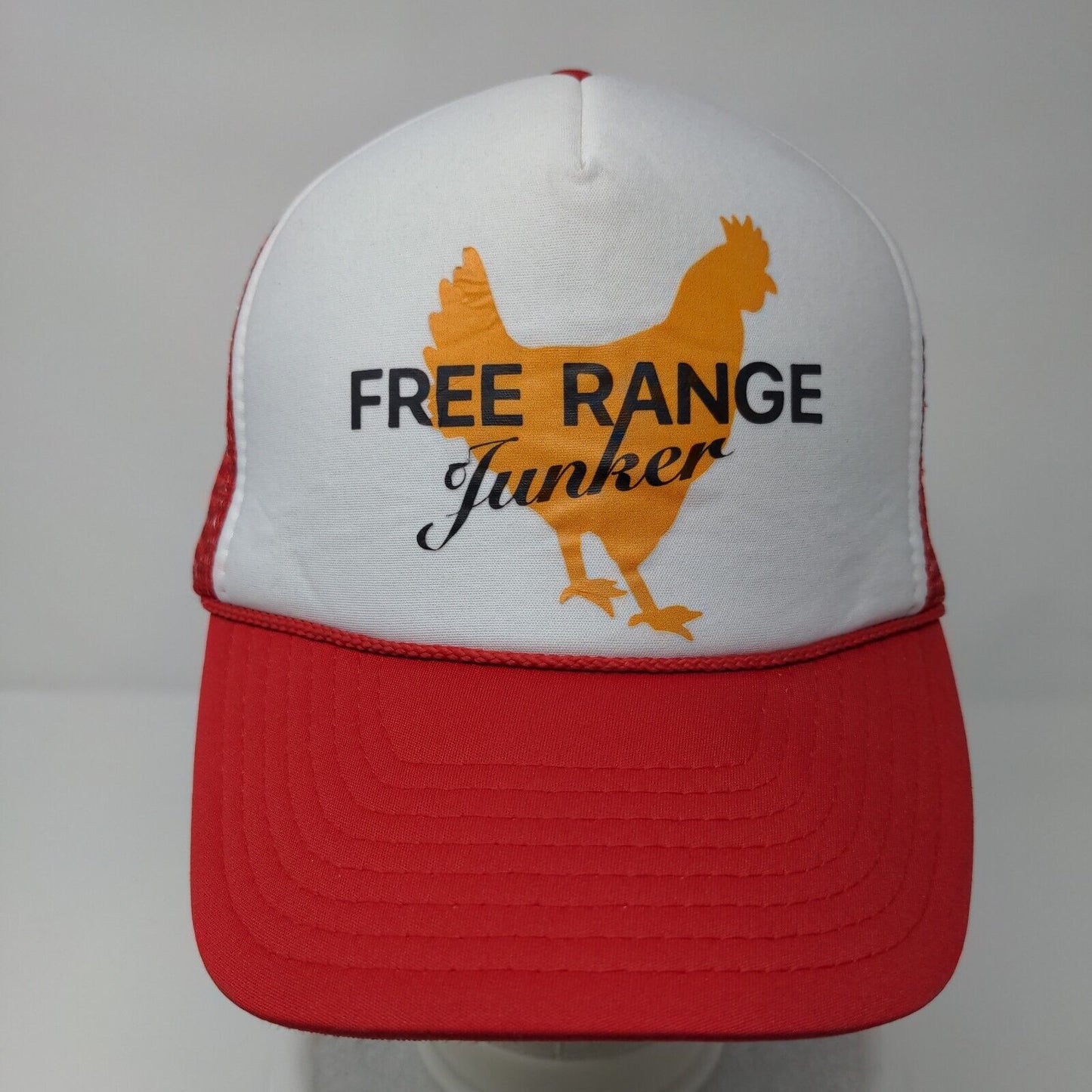 Free Range Junker Snapback Rope Trucker Hat Red OSFA Mesh Back Nissin