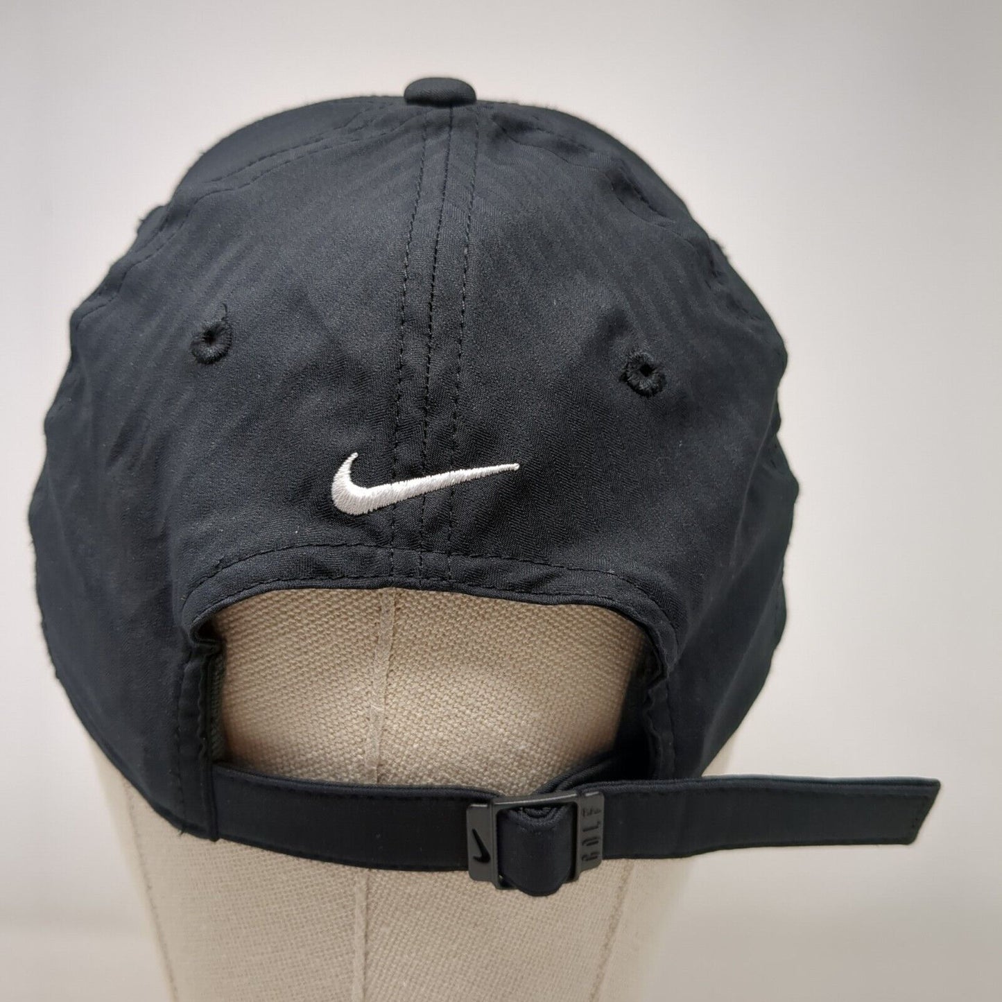 Mickey Mouse Slideback Golf Hat Black OSFM Striped Disney Nike Swoosh