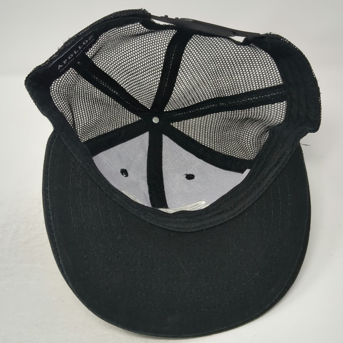 Apollo Trucker Hat Black One Size SAM Logo Snapback Mesh Back Structured Cap