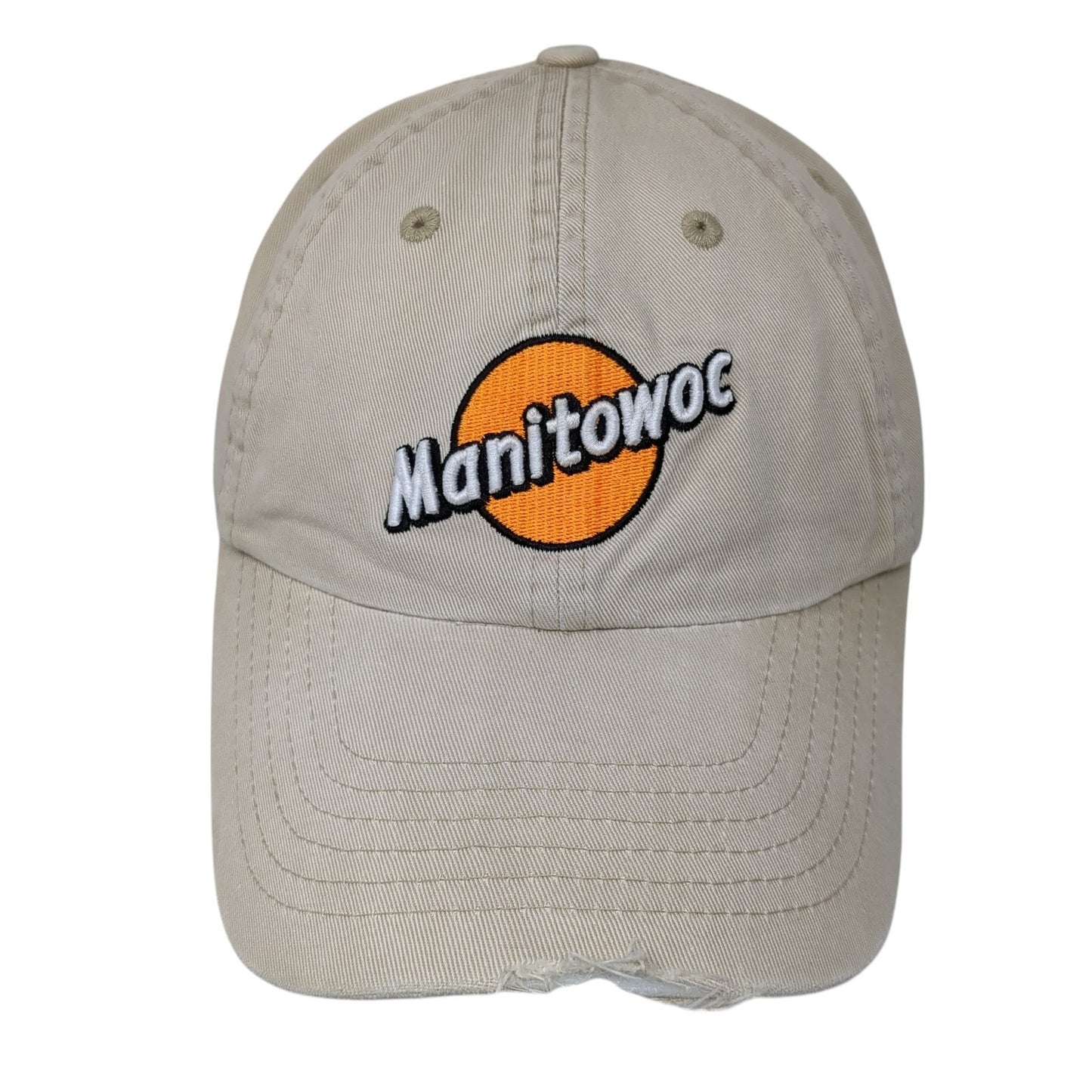 Manitowoc Slideback Baseball Cap Beige One Size Adjustable Embroidered 6 Panel