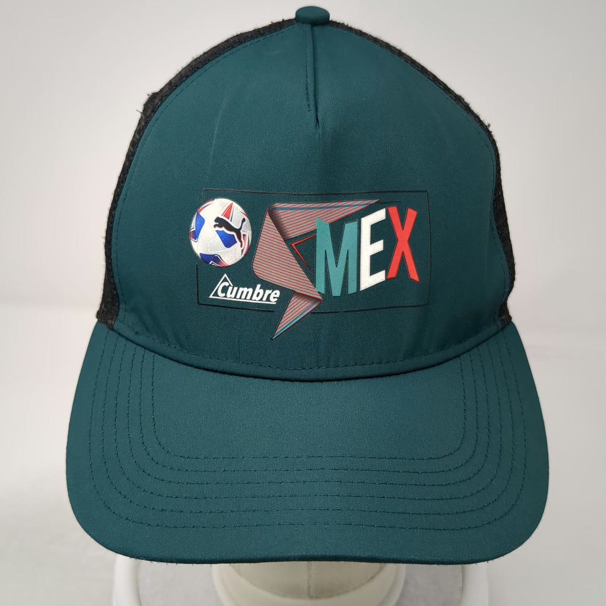 Puma Trucker Hat Green Black One Size Mesh Back Mexico Soccer Football Snapback