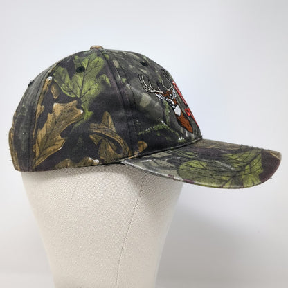 Green Camouflage Baseball Cap OSFM Rack Em Up Buck Deer Hunting Strapback Hat