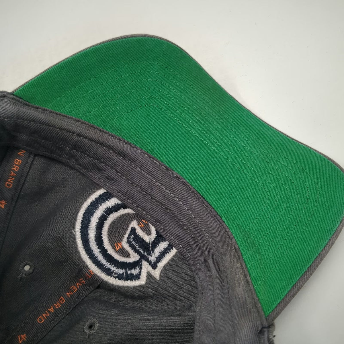 47 Brand Georgetown Hoyas NCAA Gray Cap L Green Underbrim Fitted Script Back Hat
