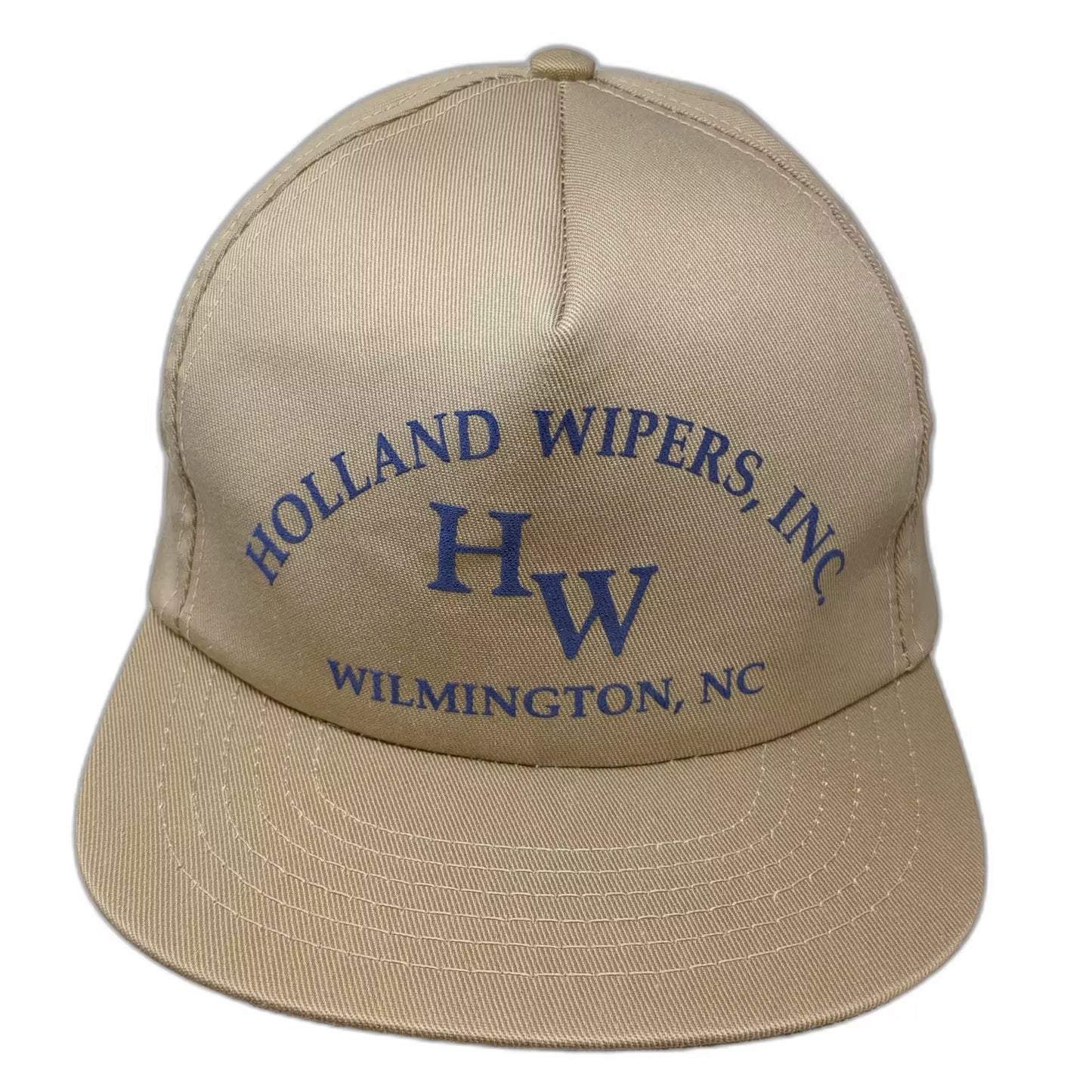 Holland Wipers Inc Wilmington NC 5 Panel Beige Blue Snapback Hat OS Vintage Cap