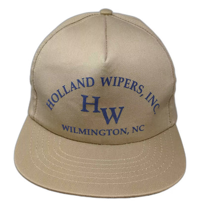 Holland Wipers Inc Wilmington NC 5 Panel Beige Blue Snapback Hat OS Vintage Cap
