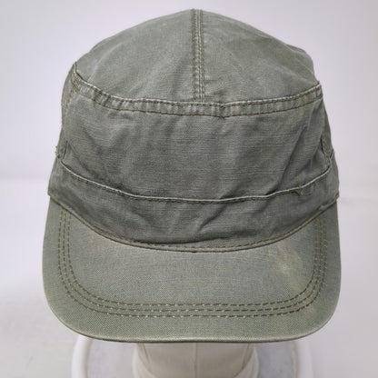 H&M Army Cap Green M Distressed Cotton Slideback Flat Top Military Style Hat