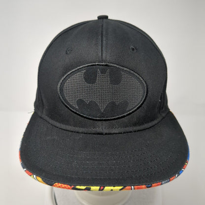 Batman Snapback Hat Black One Size Adjustable Solid 6 Panel DC Comics