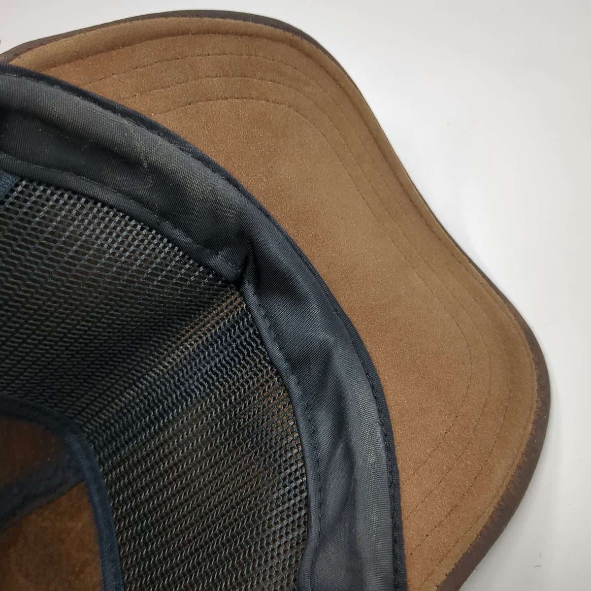 Baseball Cap Brown One Size Leather Strapback Made in USA Distressed Plain Hat