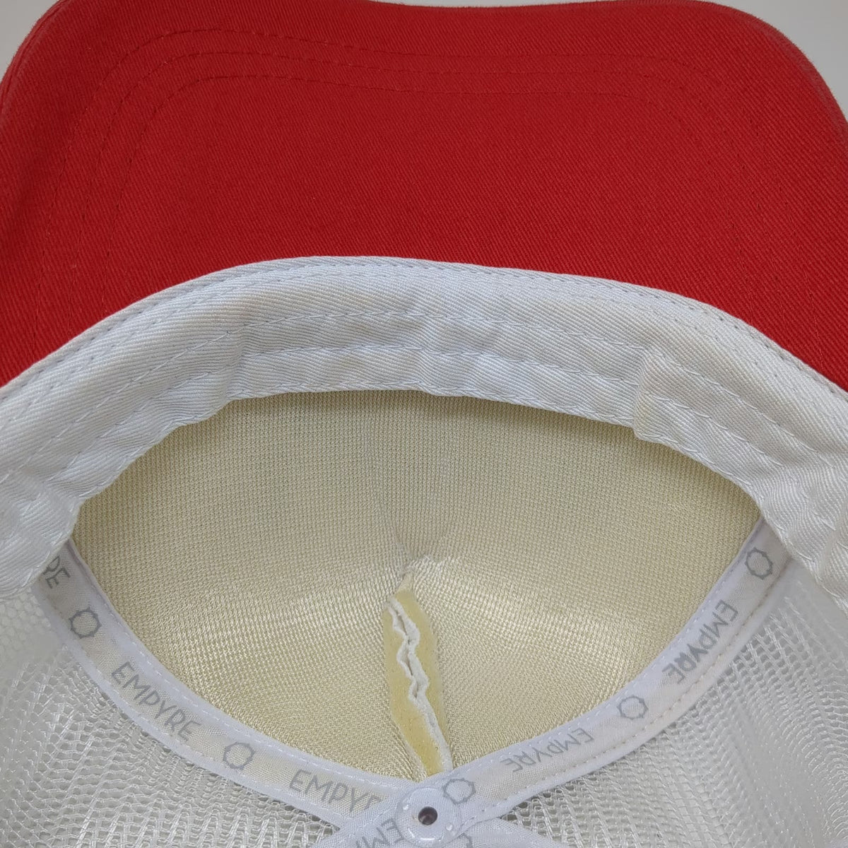 Empyre Trucker Hat White Red One Size Take It Easy Graphic Mesh Snapback Cap