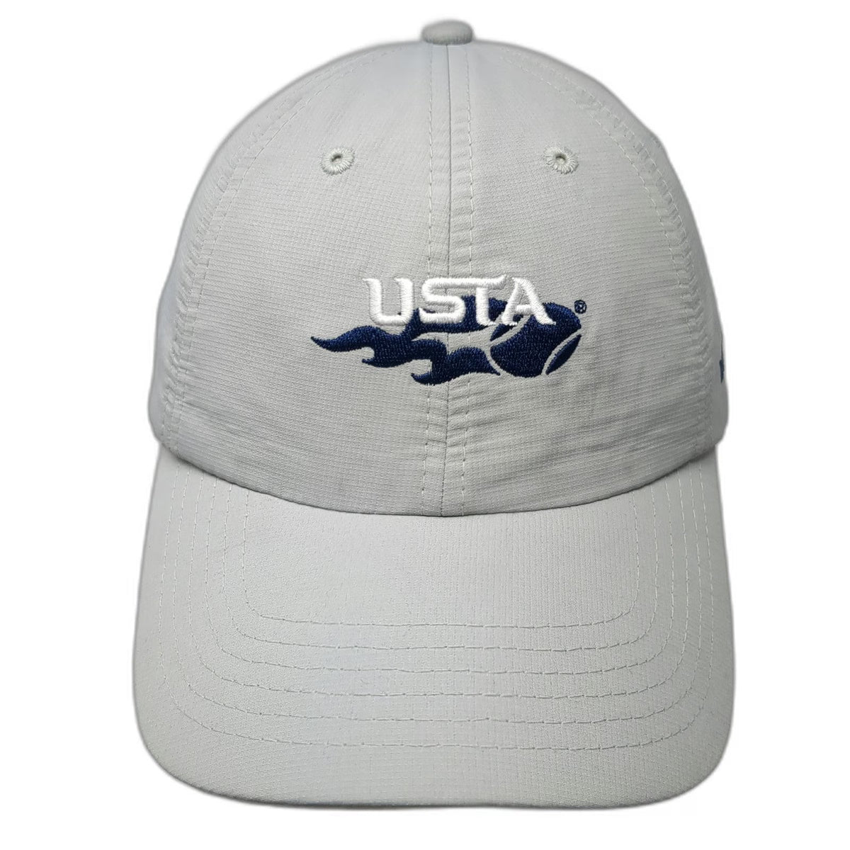Baseball Cap Gray One Size USTA Member Tennis Flaming Ball Hat Slideback Buckle