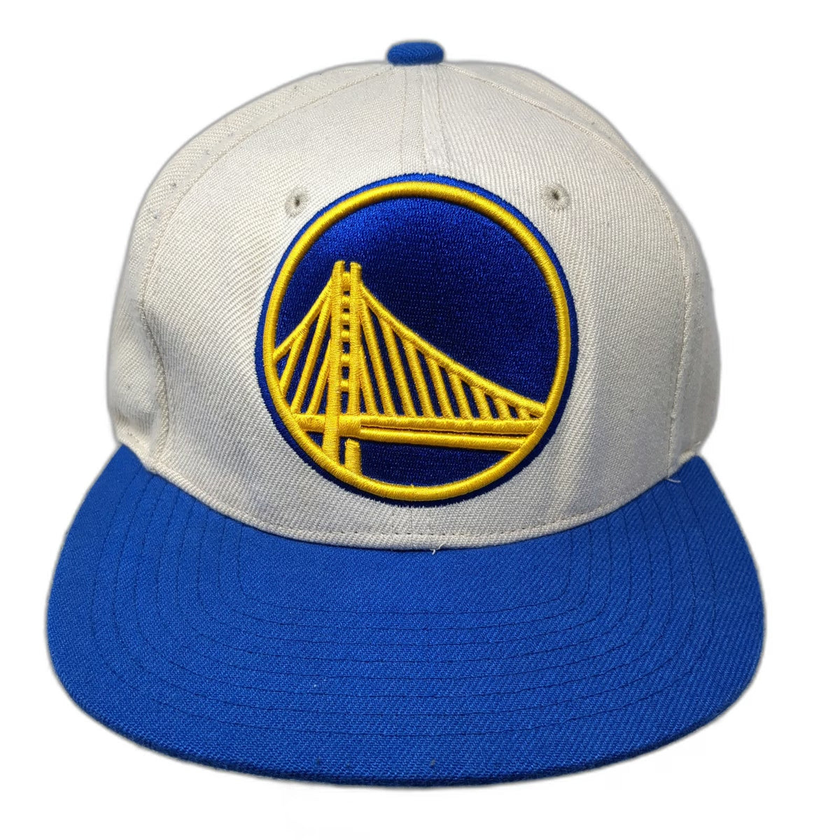 Golden State Warriors NBA Mitchell & Ness Snapback Hat White Blue One Size Flat