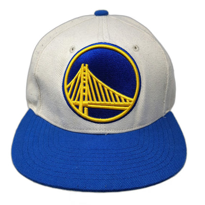 Golden State Warriors NBA Mitchell & Ness Snapback Hat White Blue One Size Flat