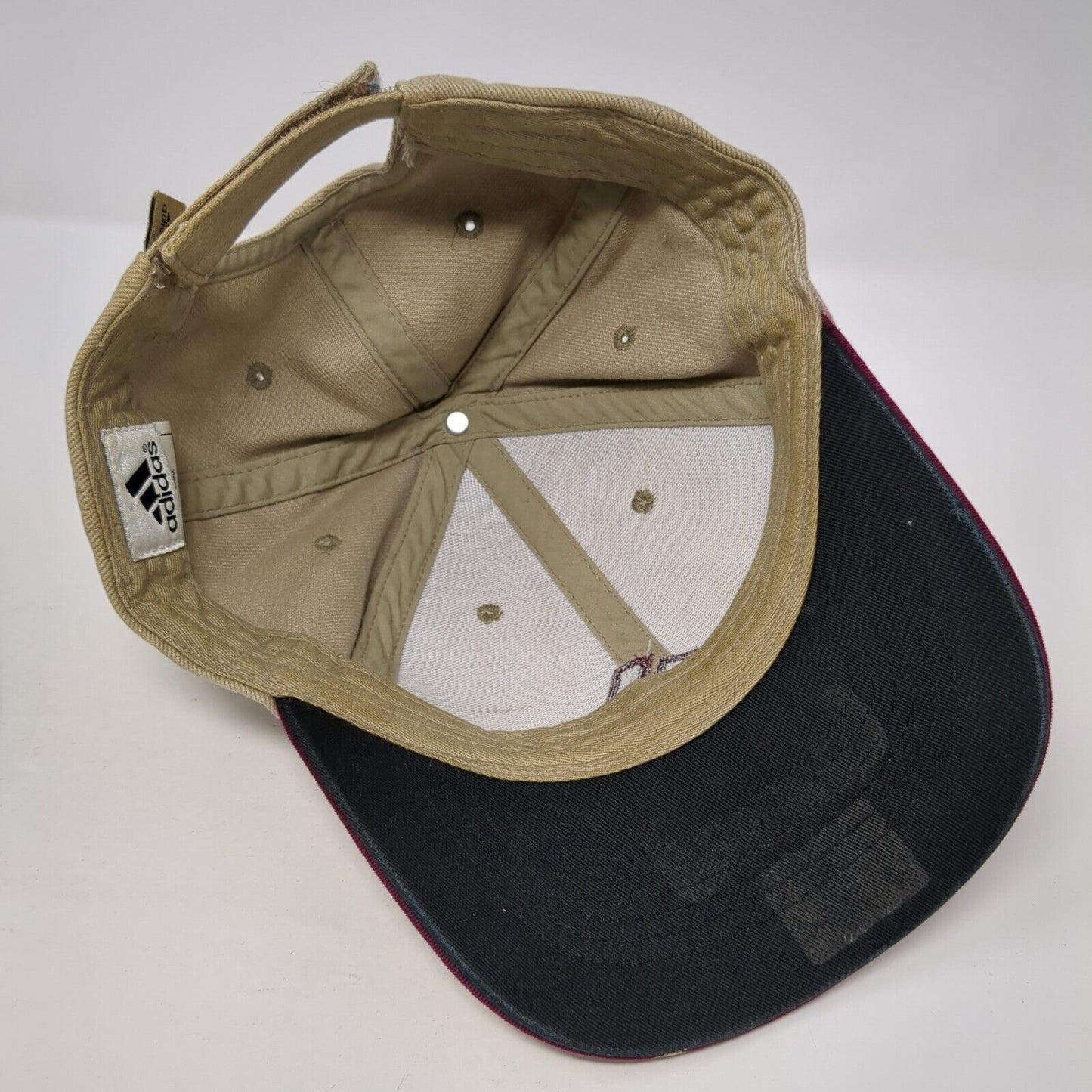 Adidas 3 Stripes Strapback Hat Tan One Size Embroidered Logo 6 Panel