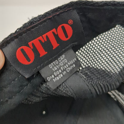 OTTO Trucker Hat Black Red One Size R&R Barbeque Pig Mesh Flat Bill Snapback