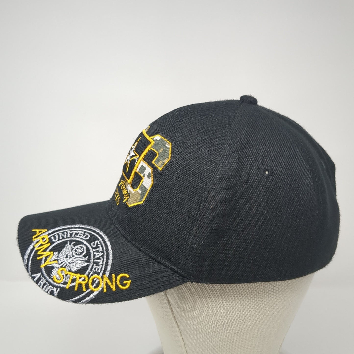 United States Army Strong Strapback Hat Black One Size Embroidered