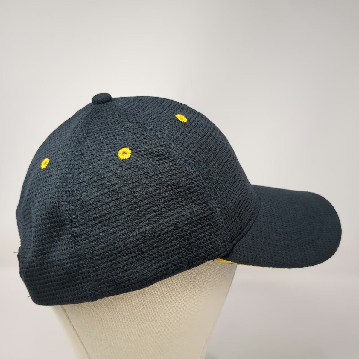 McDonald's Snapback Hat Blue One Size Mesh Textured Yellow Eyelets Brim Piping