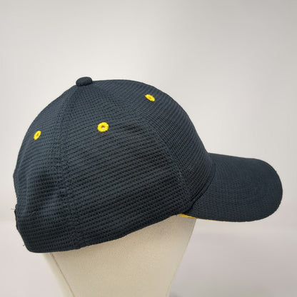 McDonald's Snapback Hat Blue One Size Mesh Textured Yellow Eyelets Brim Piping