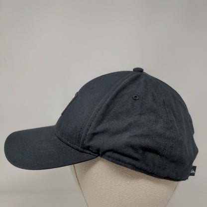 Quiksilver Slideback Hat Black OSFM Adjustable Patch Logo Vented Holes 6 Panel