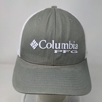 Columbia PFG Fitted Trucker Hat Gray S/M Mesh Back Vented Holes 6 Panel Cotton