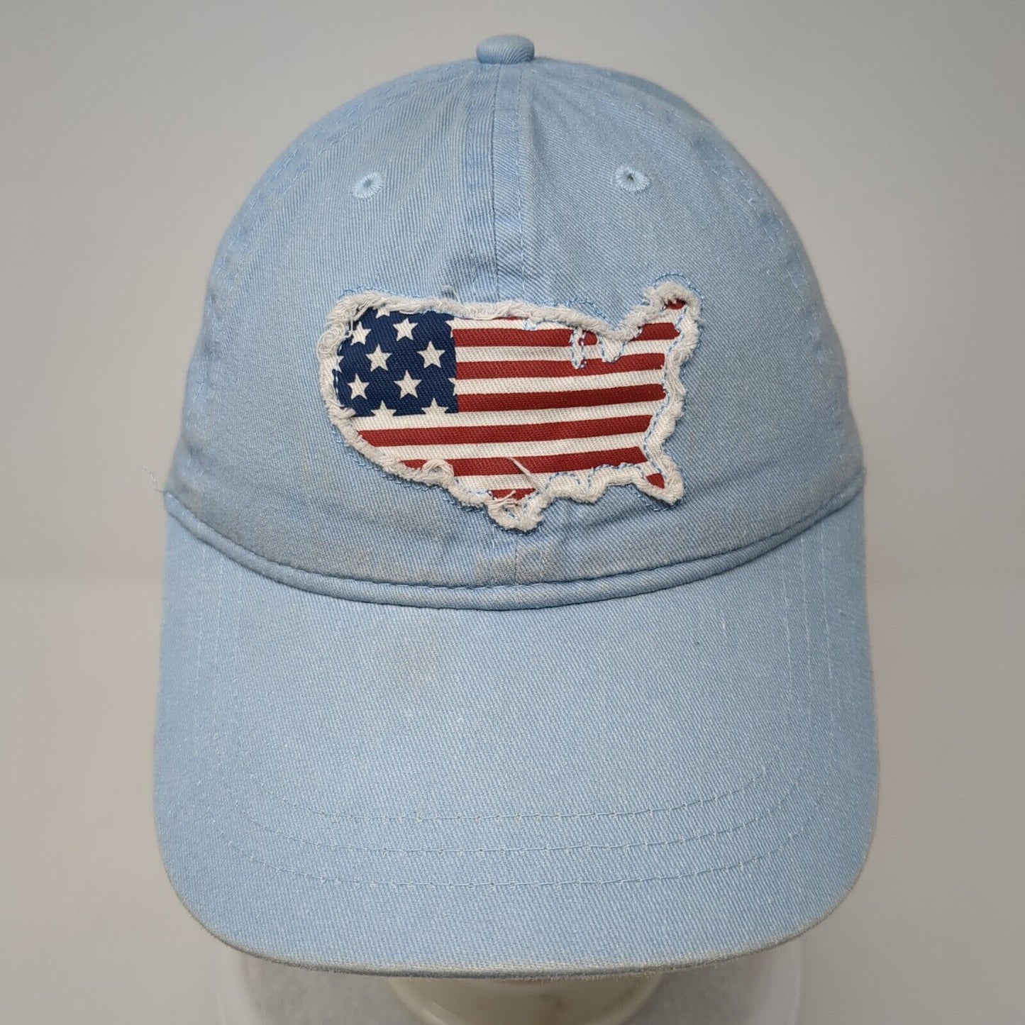USA United States Map Flag Patch Snapback Hat Blue One Size Adjustable