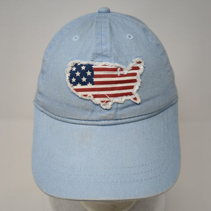 USA United States Map Flag Patch Snapback Hat Blue One Size Adjustable