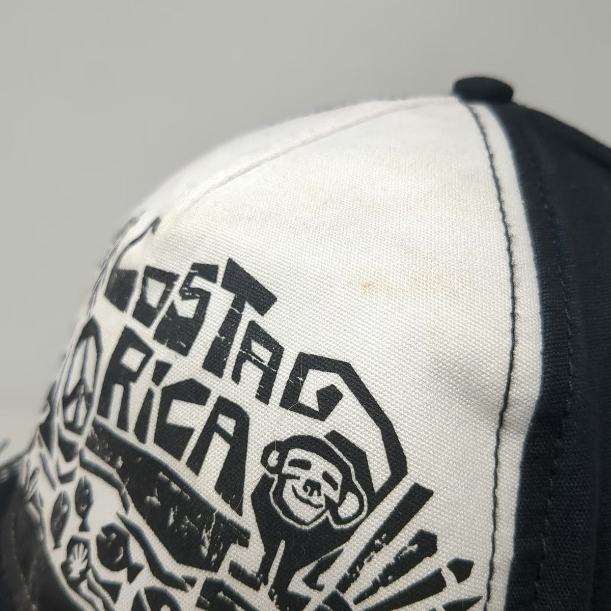 Morpho 5 Panel Black Hat One Size Surf Costa Rica Graphic Snapback Cotton