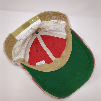 Judith March Snapback Trucker Hat Red One Size Adjustable Mesh Back Distressed