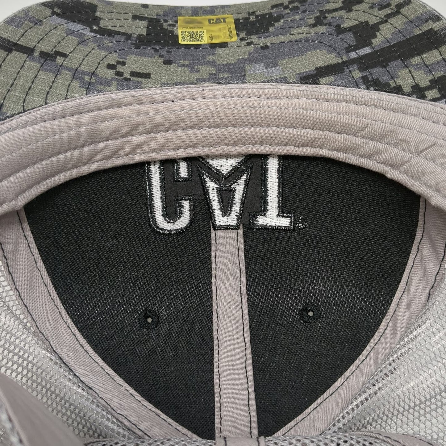 CAT Baseball Cap Gray One Size Digital Camo Mesh Back Snapback Embroidery Hat