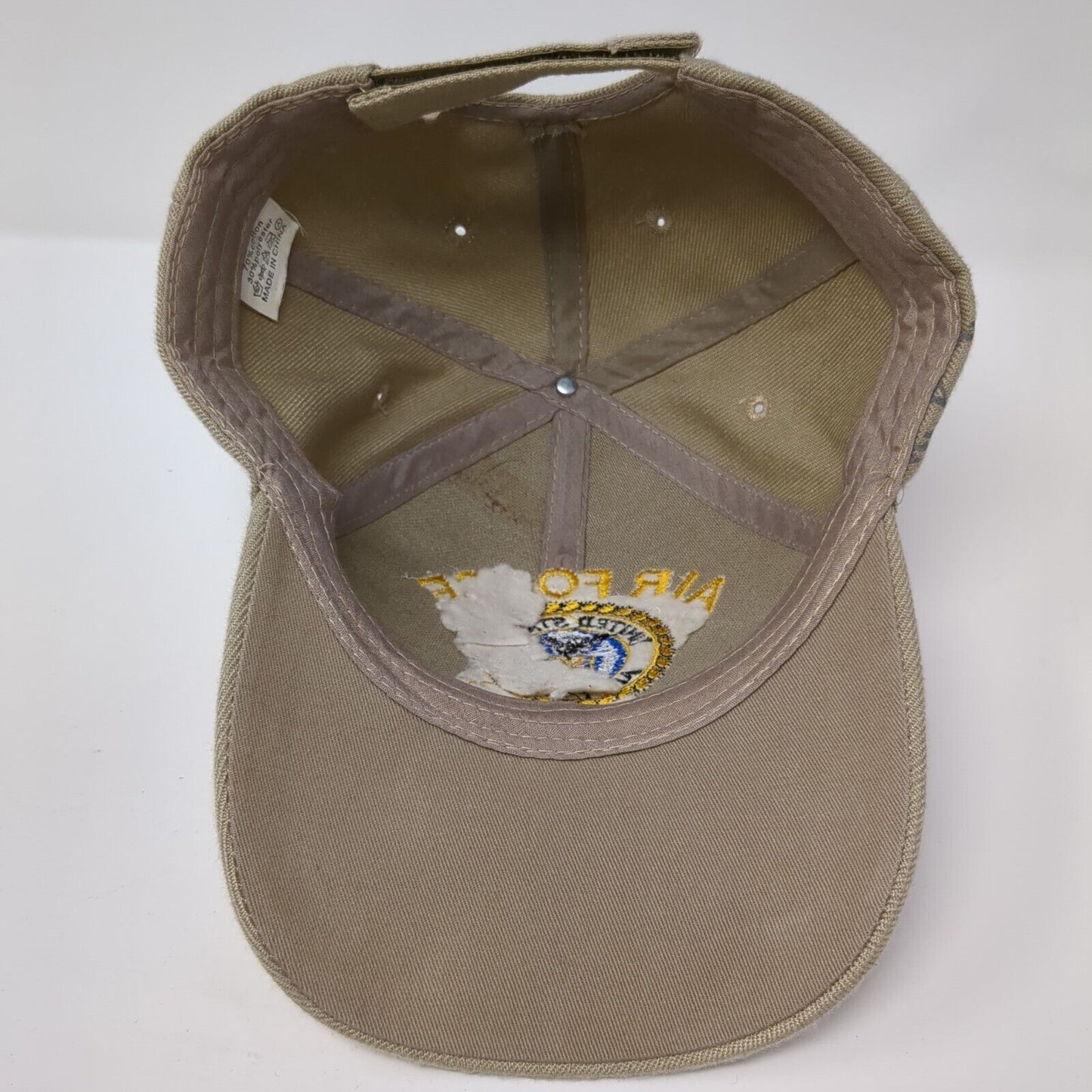 Air Force Retired Strapback Hat Tan One Size Adjustable Solid 6 Panel