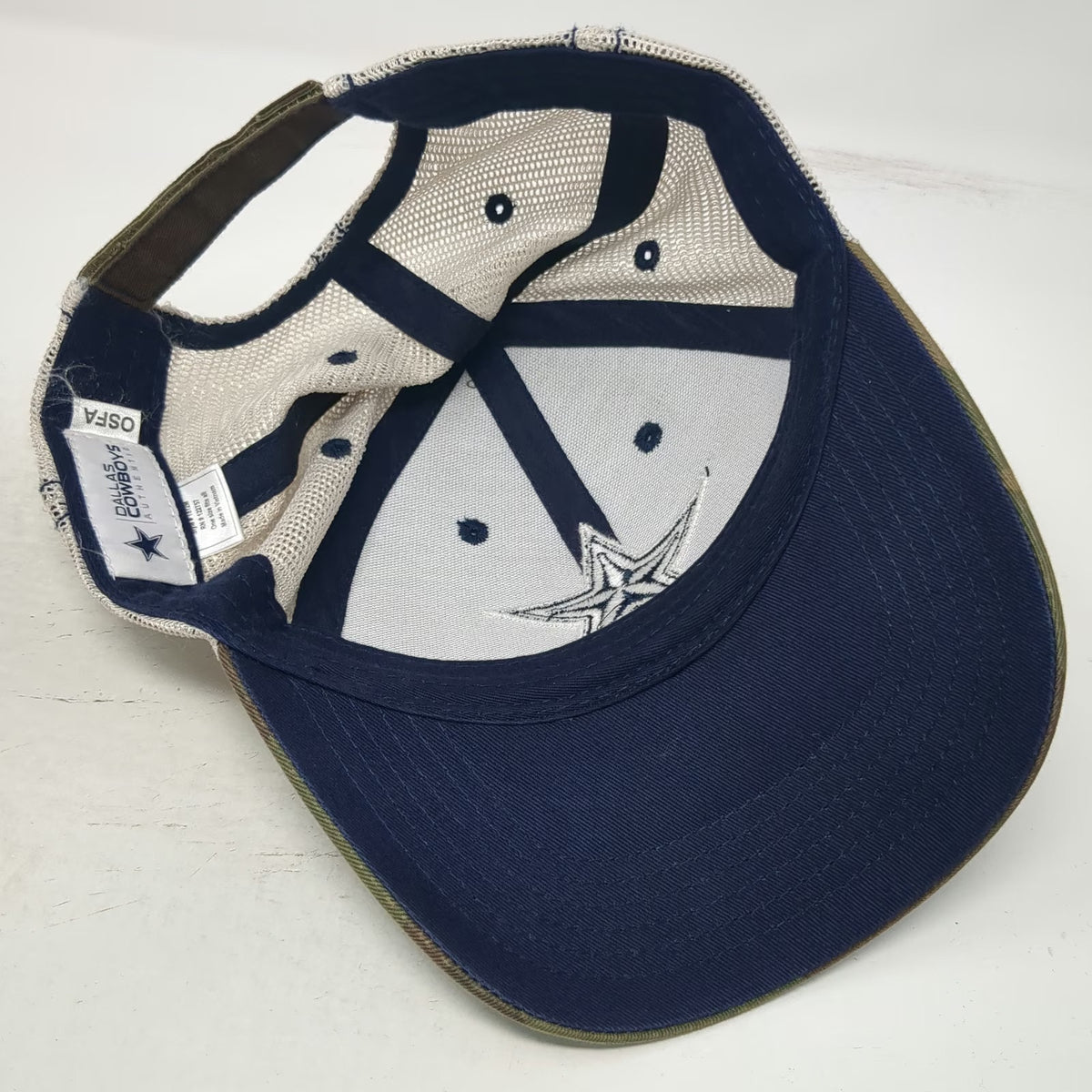 Dallas Cowboys NFL Green Camo Mesh Back Hat OSFM Strapback Star Logo Authentic