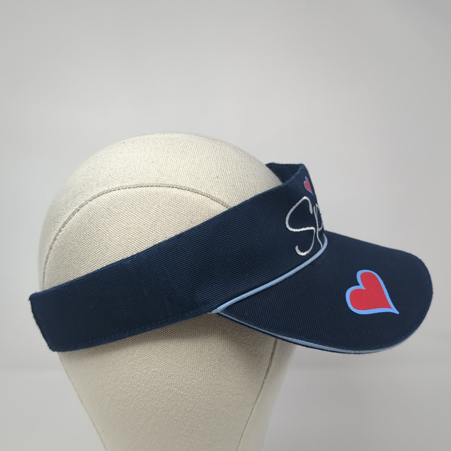 Spirit Hearts Strapback Visor Hat Blue One Size Adjustable Outdoor