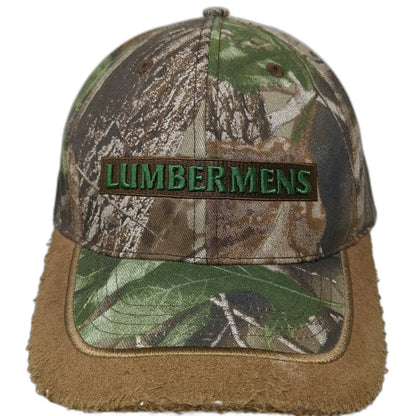 Lumbermens Green Brown One Size Baseball Cap Hat Camo Distressed Frayed Edge