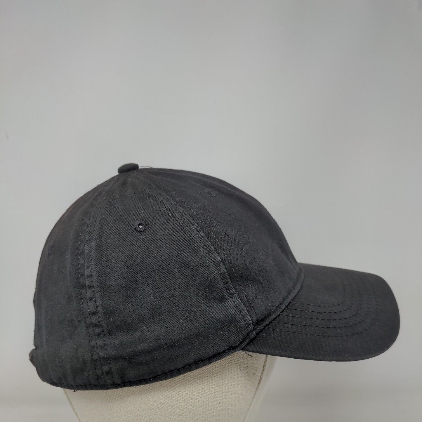 Unbranded Slideback Hat Black OSFM Adjustable Vented Holes 6 Panel Blank