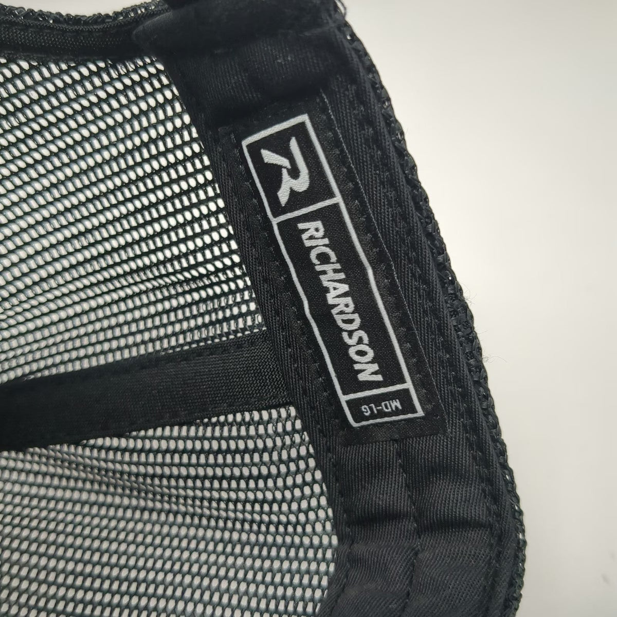 Richardson Trucker Hat Black L Mesh Snapback Simpson Strong-Tie Side Patch Logo
