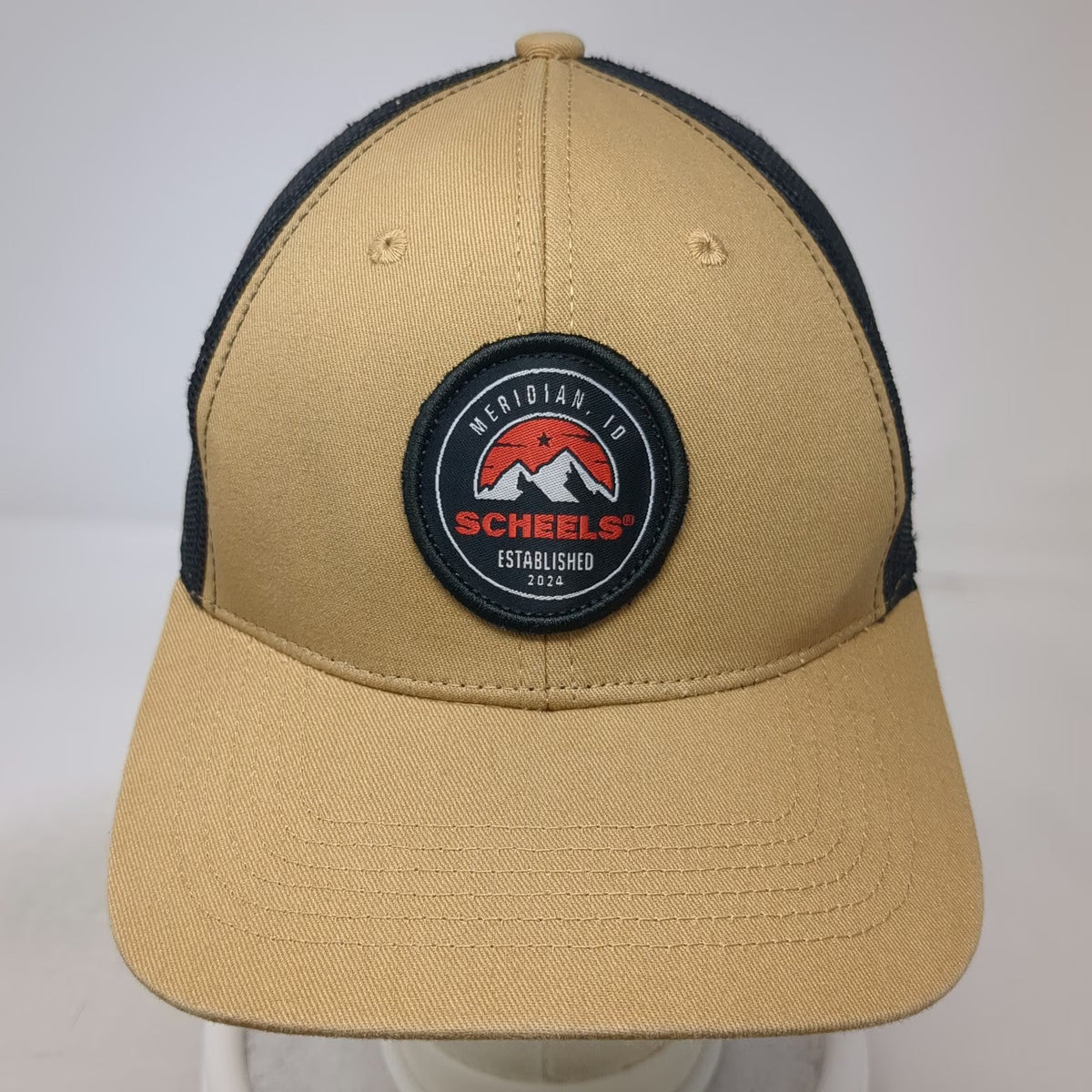 Scheels Trucker Hat Brown One Size Meridian ID Mountain Mesh Snapback Patch Hat