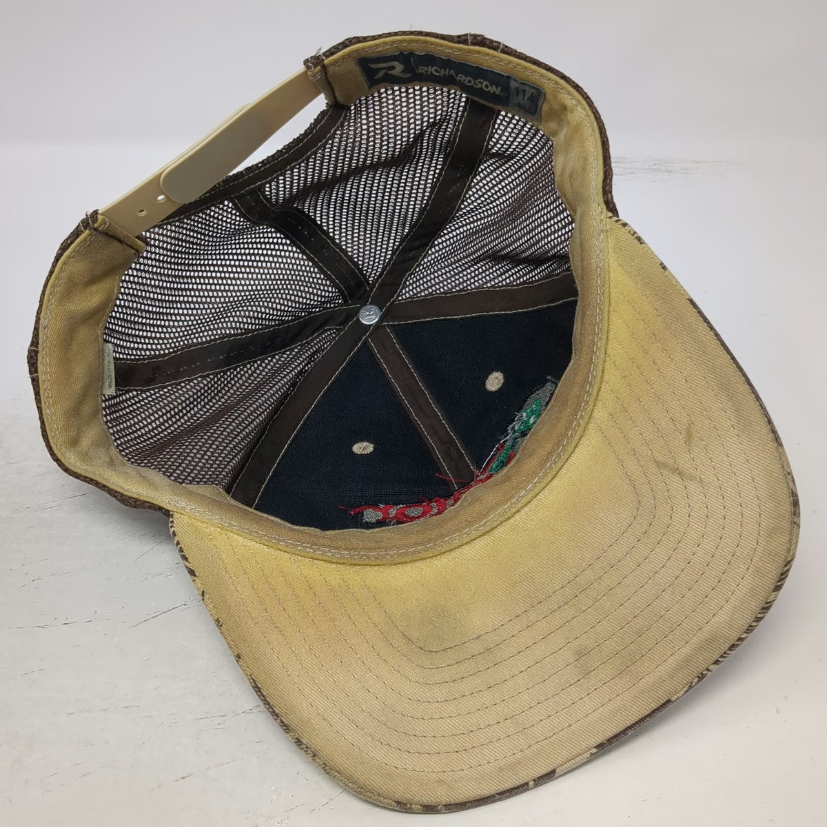 Richardson Trucker Hat Beige Brown One Size Tropical Gator Repel Snapback