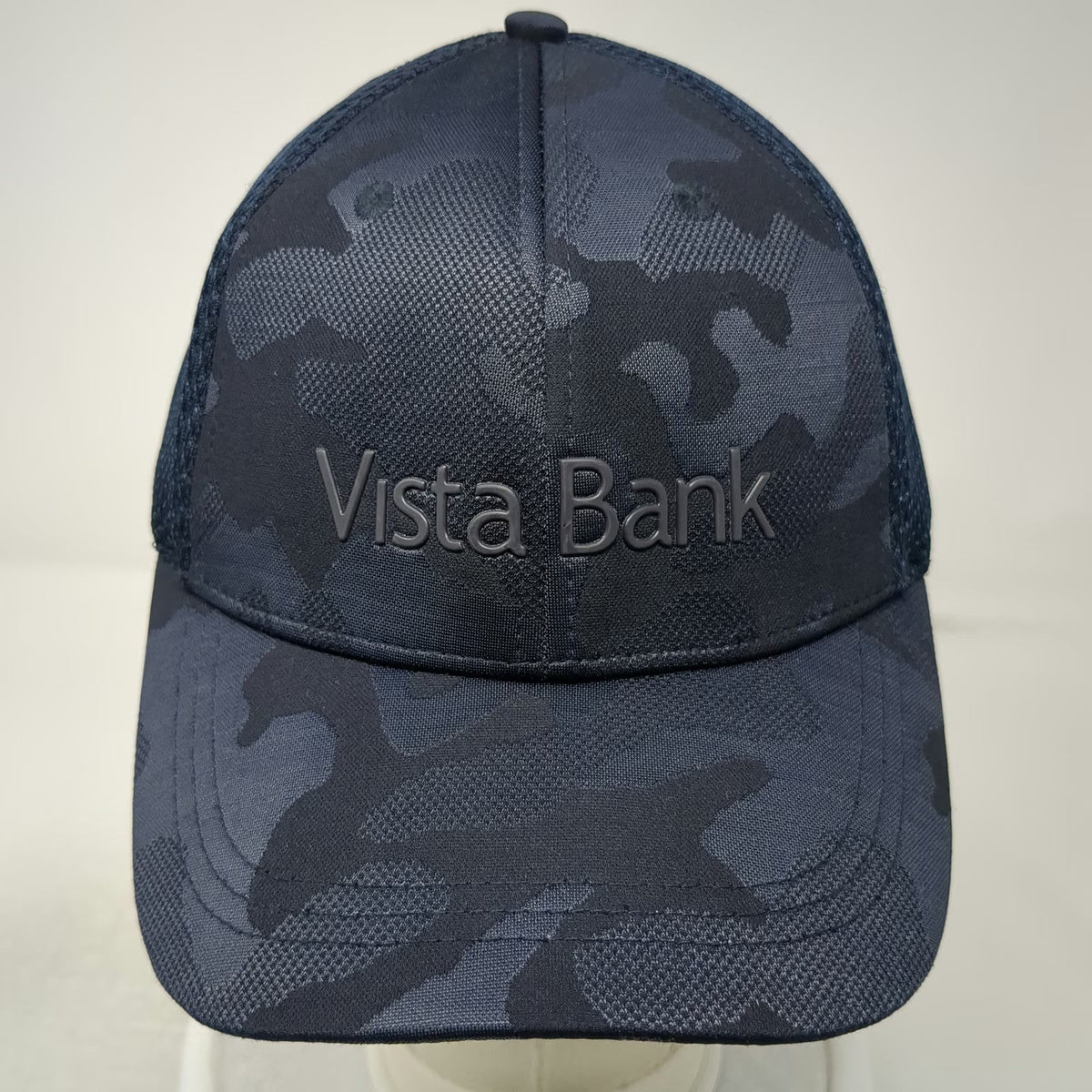 Vista Bank Trucker Hat Blue Camo One Size Mesh Back Snapback Adjustable Graphic