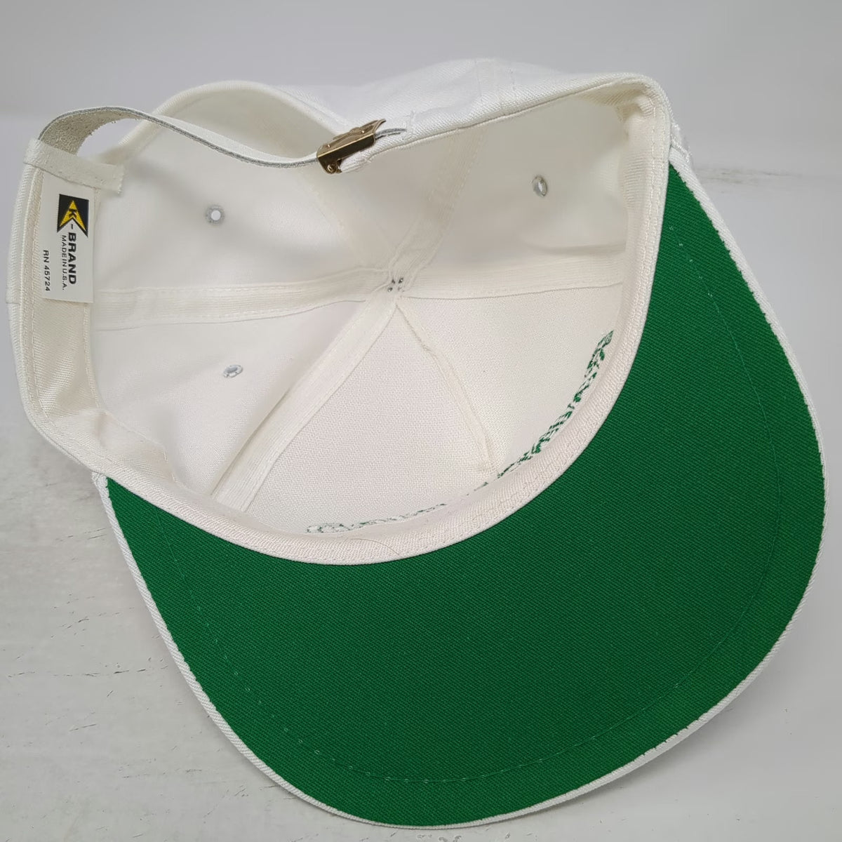 K-Brand 5 Panel White One Size Rain Bird Irrigation Logo Rope Slideback Hat USA