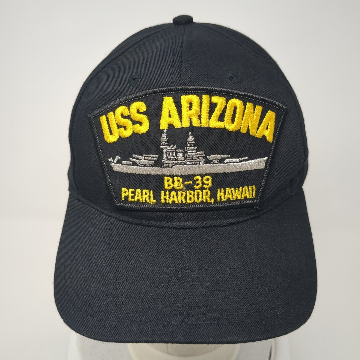 USS Arizona Snapback Hat Black One Size Adjustable Pearl Harbor Hawaii