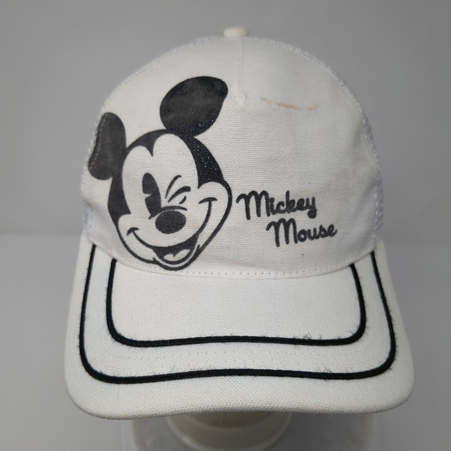 Mickey Mouse Snapback Trucker Hat White OSFA Mesh Back Disney