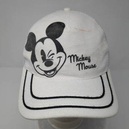 Mickey Mouse Snapback Trucker Hat White OSFA Mesh Back Disney