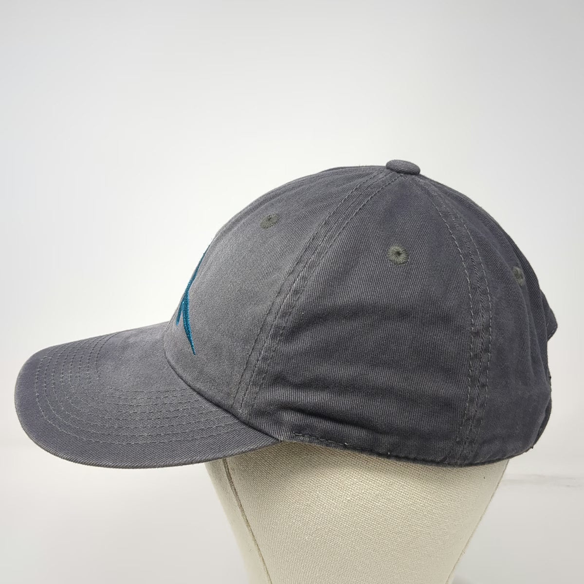 Port Authority Baseball Cap Gray OSFM Teal Embroidered Logo Hat Strapback Cotton